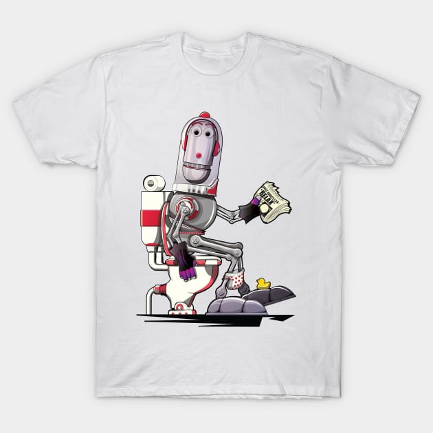 Robot on the Toilet T-Shirt by InTheWashroom